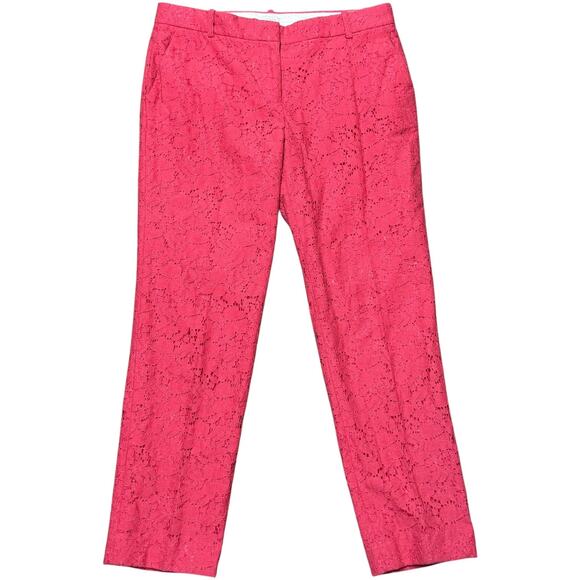 J.Crew Cafe Capri Pink Floral Lace 4 - Picture 1 of 5